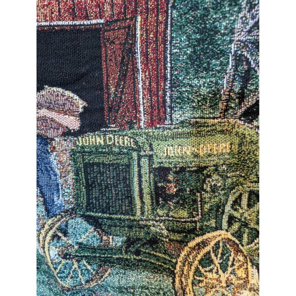 John Deere "Daddys Little Helper" Tapestry Blanket 70"x 50" Farm Scene By Charle - Picture 5 of 8